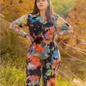Short Sleeve Jumpsuit— Big Bud Press Rainbow Magic Waters